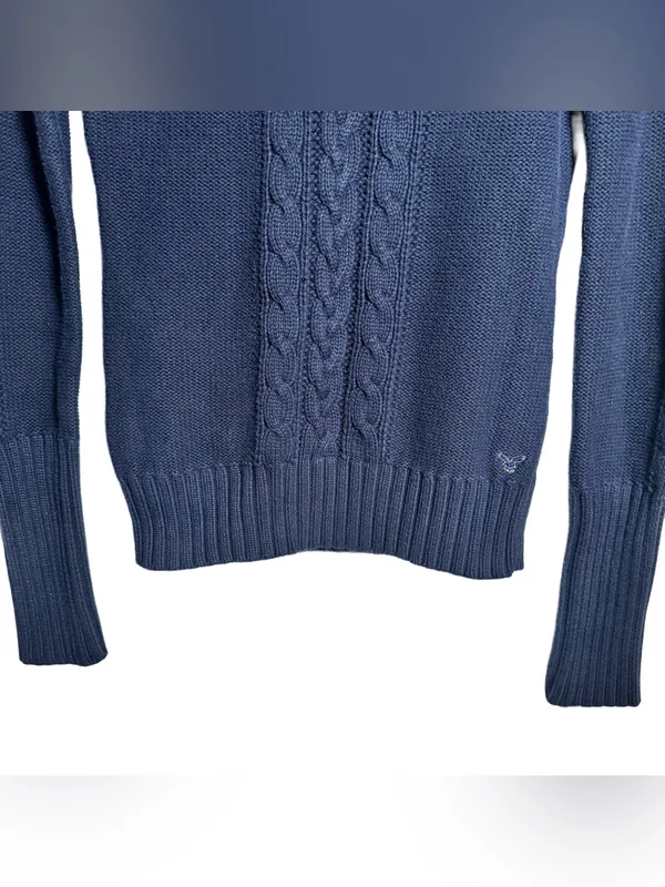Y2K American Eagle Sweater Women's Medium Blue Knit Crewneck Vintage Coquette - Image 6