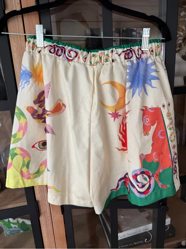 Amazon seeker print shorts high rise colorful horse snake celestial drawstring - Image 3