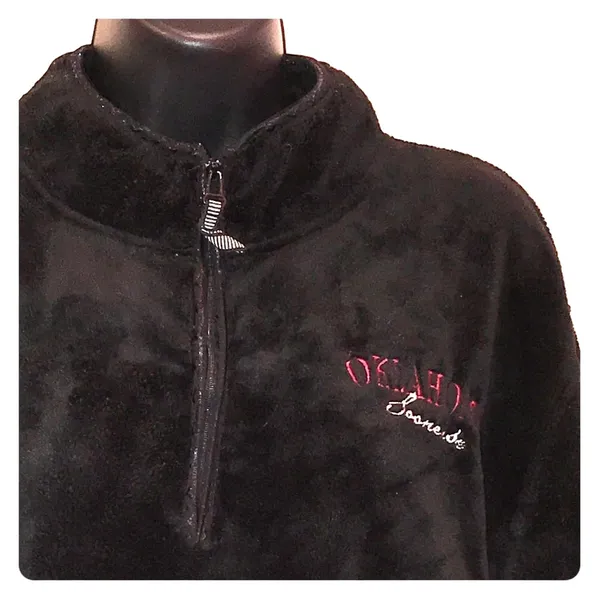 Oklahoma Sooners Plush Fleece Quarter Zip Pullover Black‎ Women's Medium - Image 2