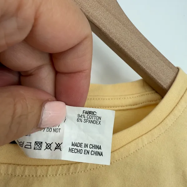 Alphalete Cropped Tee Shirt Womens Large Beige Logo Cotton Stretch Everyday Wear - Image 5