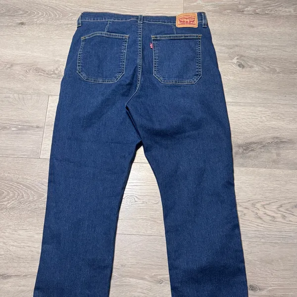 Levis 724 High Rise Straight Leg Jeans Dark Wash Side Slit Hem A8741 32 / 14 Reg - Image 5