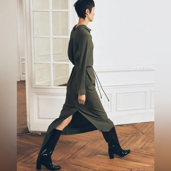 Zara Olive Green Midi Dress‎ minimalist women's size XL NWOT - Image 4
