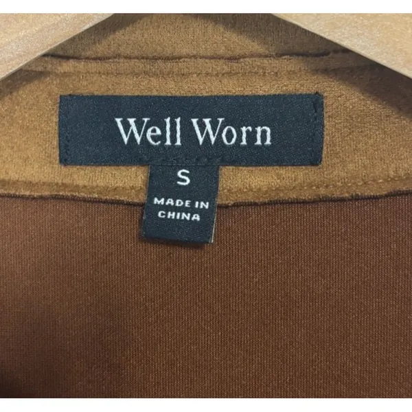 Well Worn Shacket Womens S Brown Faux Suede Snap‎ Buttons Chic Casual Minimalist - Image 6