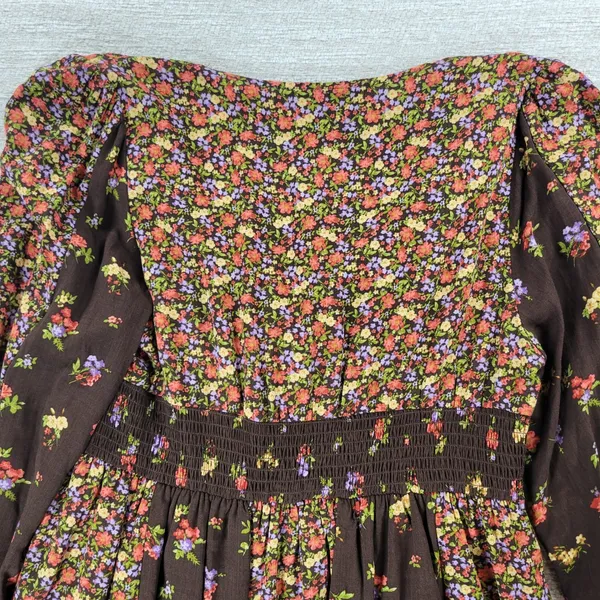 SO Mini Dress XL Brown Mixed Ditzy Floral Print Fit & Flare Cottagecore Prairie - Image 15
