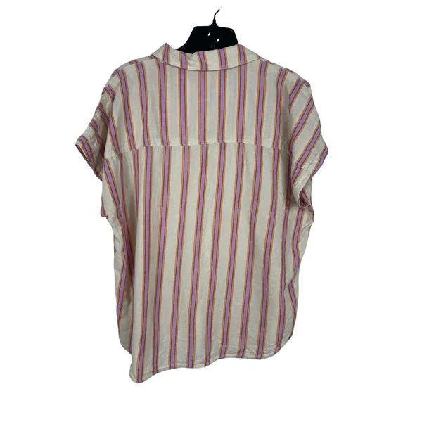 Marine Layer XL Striped Button Front Shirt Shorts Pajama Set Linen Tencel READ - Image 4
