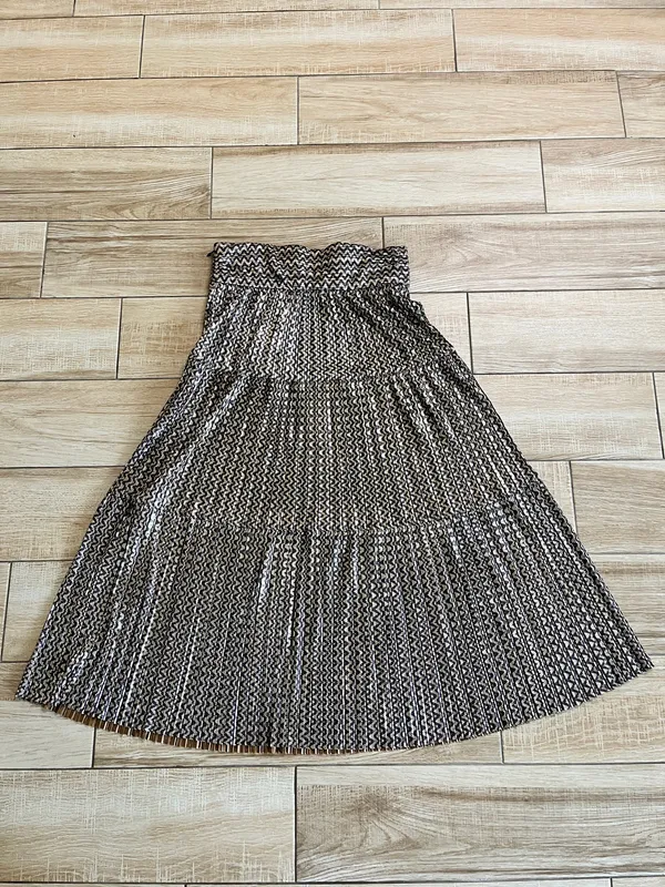 Womens NWT ba&sh Gold Shimmer Pleated Midi Skirt - 2/M - Image 4