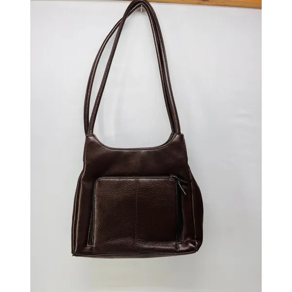 Cherokee Brown Leather Shoulder Bag Multi Pocket Organizer Purse Handbag - Image 2