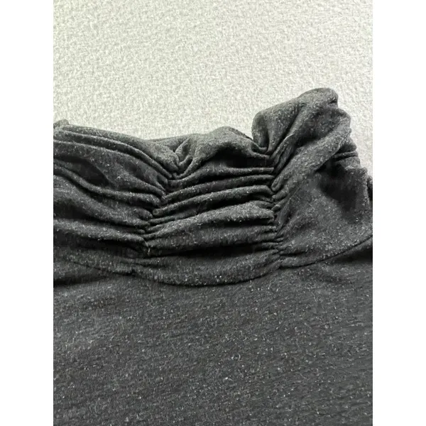 The I Eight Small Womens Ruched‎ Mock Neck Turtleneck Heathered Charcoal Gray - Image 2