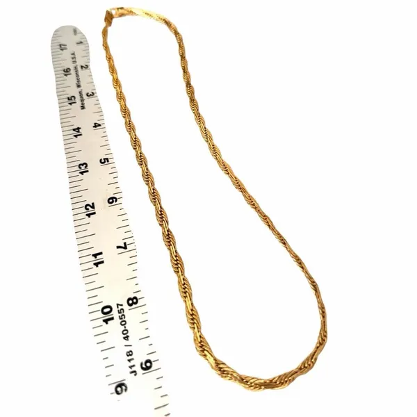 Vintage Gold Tone Woven Braided Textured Chain Necklace - Image 4