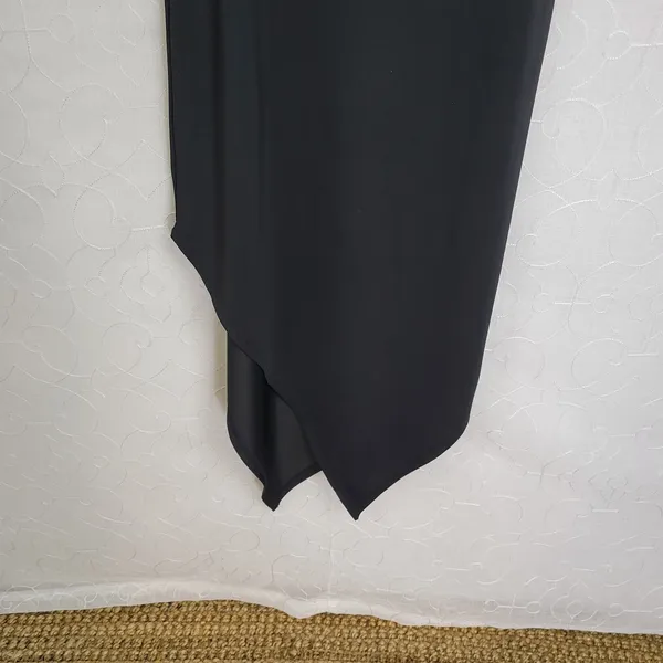 Venus One Shoulder Dress Womens XS Black Midi Hi-Low Hem Stretchy Built in Bra - Image 2