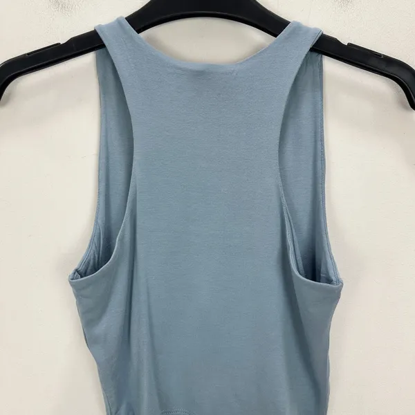 Lulus Feel Like Dancing Blue Crop Top Minimalist Stretch Jersey Basics M NWT - Image 8