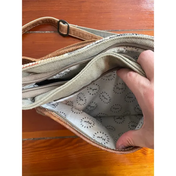 Myra Bag Cowhide Canvas Crossbody Purse Western Southwestern Boho Leather - Image 6