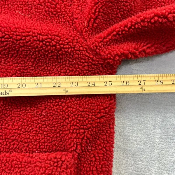 American Eagle Womens Large Fleece Teddy Jacket Red Full-Zip Pouch Pockets Cozy - Image 5