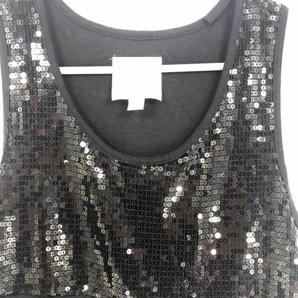 Romeo & Juliet LBD Couture Black Sequin Empire Style Shift Dress - Image 2