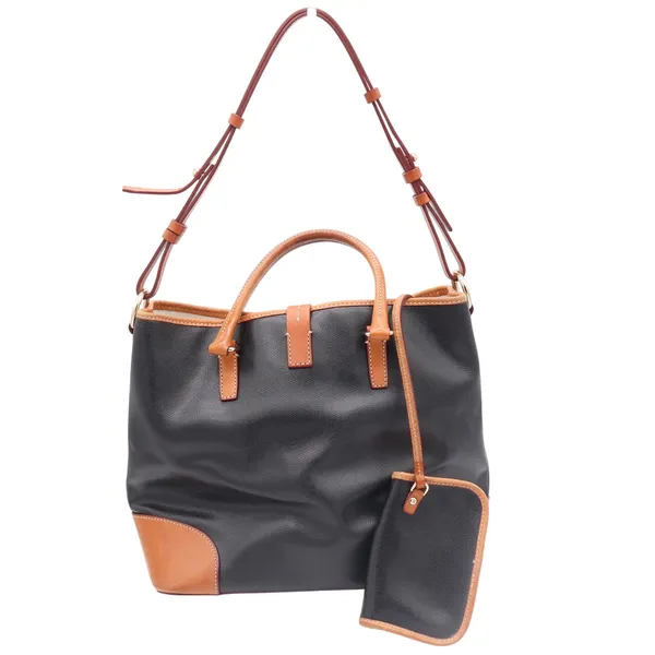 Dooney & Bourke Tote Bag Womens Large Pebble Leather Black Tan Classic Excellent - Image 4