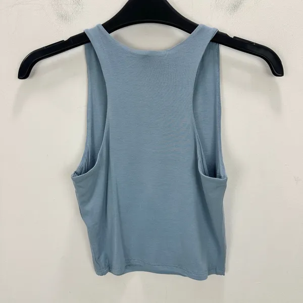 Lulus Feel Like Dancing Blue Crop Top Minimalist Stretch Jersey Basics M NWT - Image 7