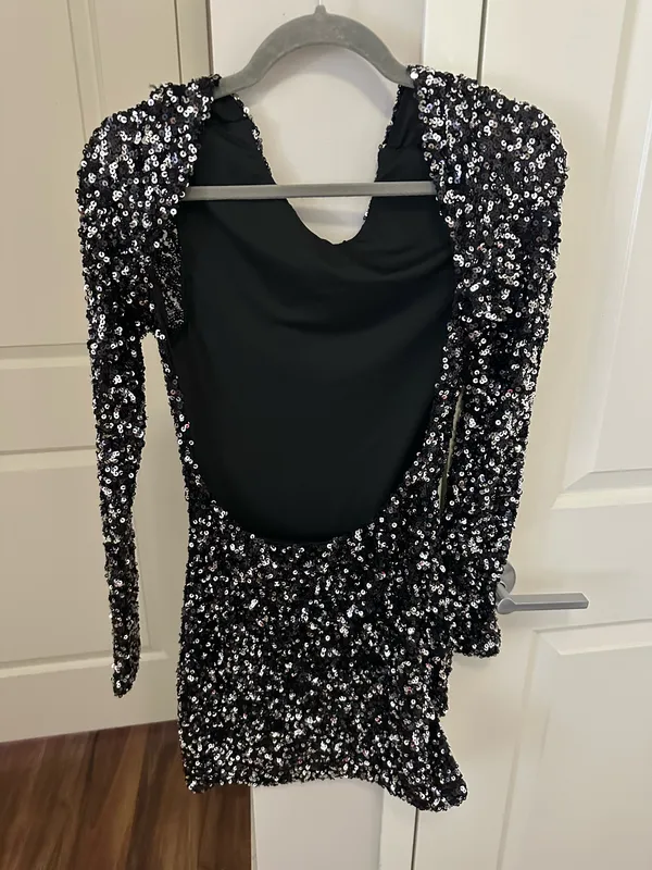 NWT Edikted Black Sequin Long Sleeve Dress - Image 2