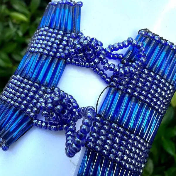 Blue beaded wide beaded bracelet - Image 2