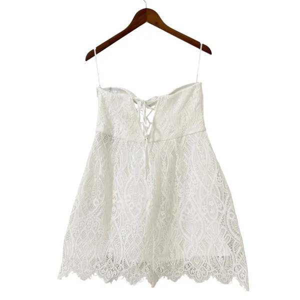 Lulus Markia White Lace Strapless Mini Dress size XL NWT - Image 5