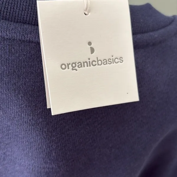 Organic Basics Navy Cropped Sweatshirt Medium NEW Blue - Image 4