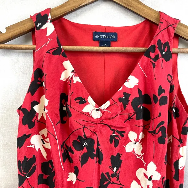 Ann Taylor Womens Silk Dress Size 2 Dark Floral‎ Cottage Feminine Whimsy Elegant - Image 2