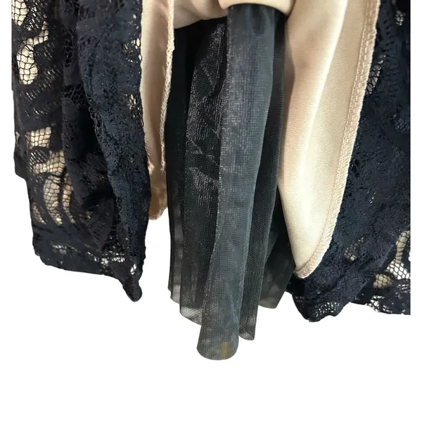 Vtg Black Lace Dress Lined Tulle USA XL Whimsy Goth Punk A-line Holiday LA Scala - Image 3