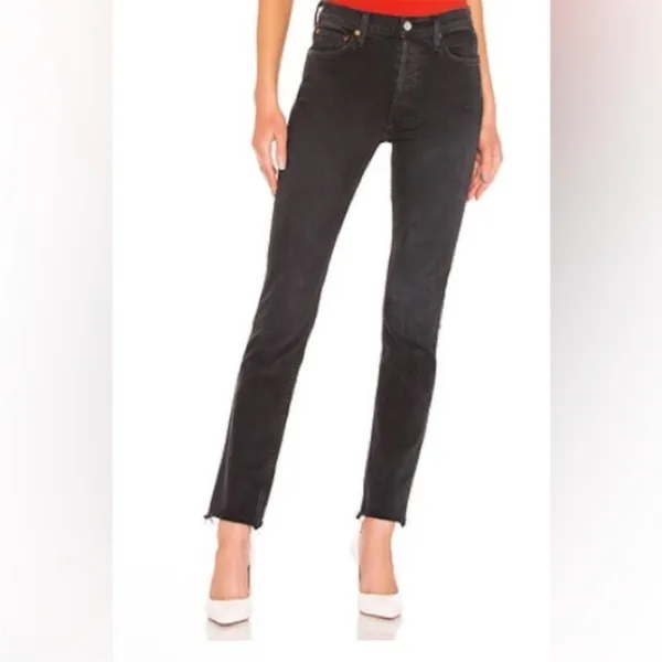 Re/DONE Double Needle‎ Jeans in black 85 wash size 28 raw hem - Image 2