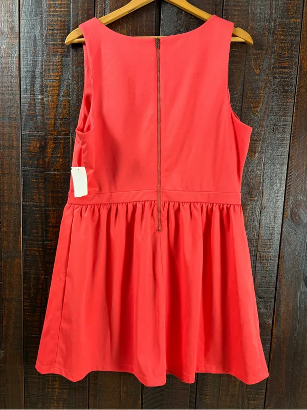 Maison Jules Deep Coral Fit & Flare Summer Dress with Pockets - Image 3