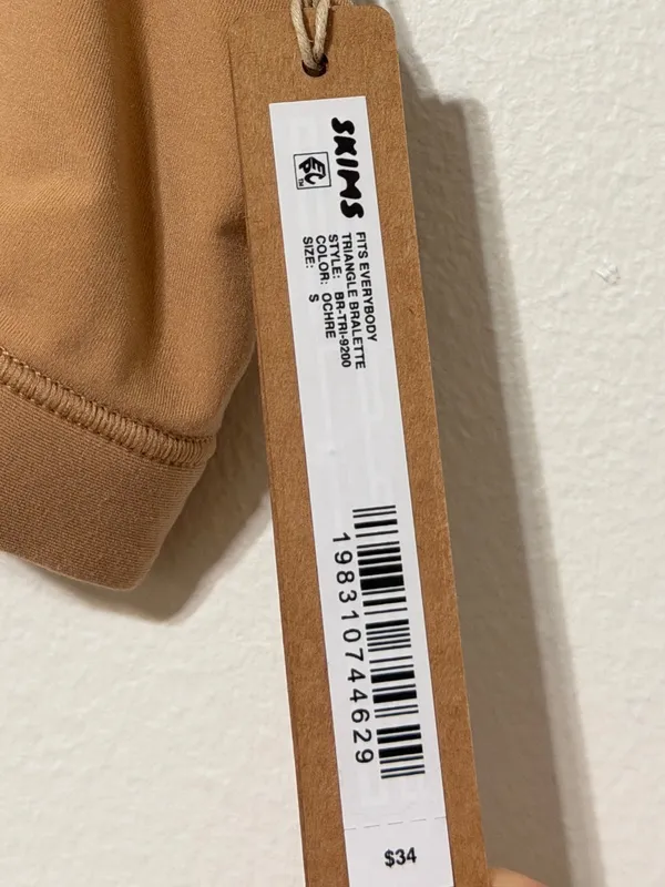 New Skims Fits Everybody Triangle Bralette Size Small Nwt Ochre Tan - Image 4