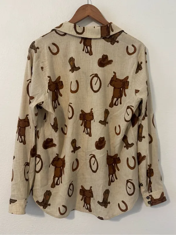 Ariat Homestyle Rodeo Print Long Sleeve Button-Down Western Shirt Equestrian Med - Image 2