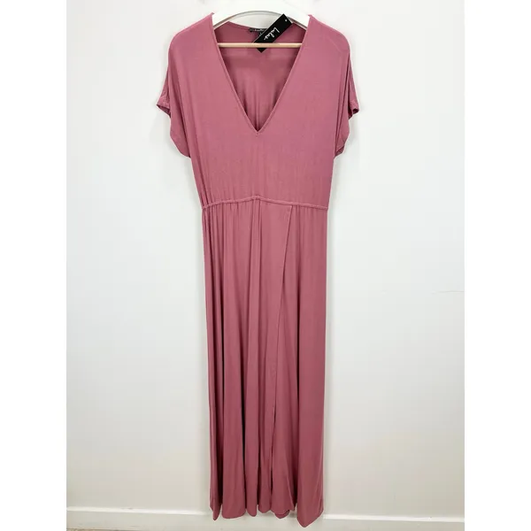 Lulus Easy for Me Rusty Rose Short Sleeve Maxi Dress Stretch Jersey Large NWT - Image 5