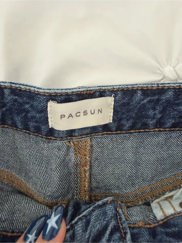 PacSun Women's Dark Blue high rise festival shorts - Image 3