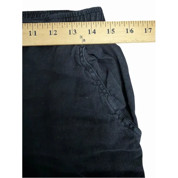 Match Point Pants Womens Medium 100% Linen Straight Leg Black Pockets #III11-1 - Image 5
