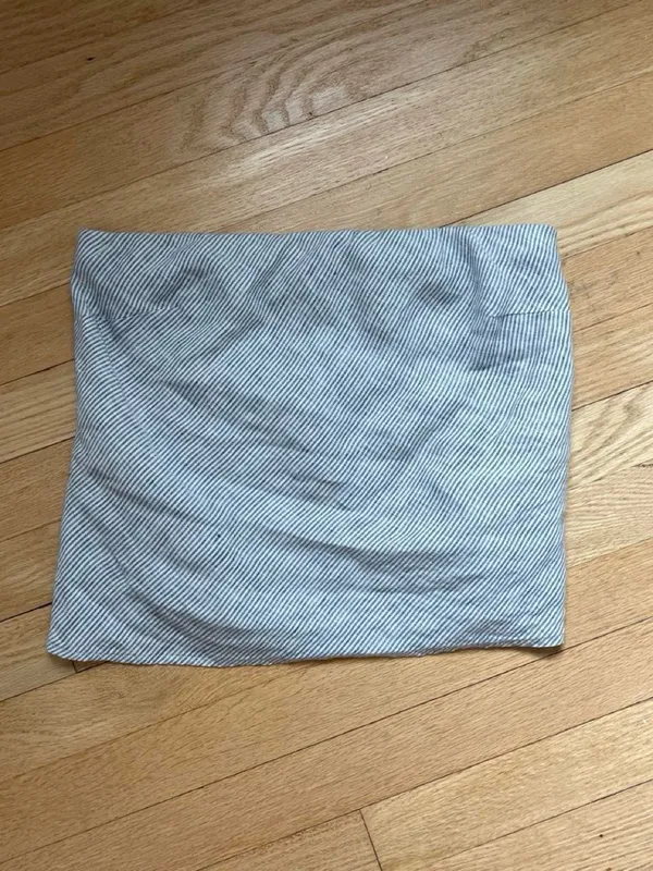 Quince Light Gray Pinstripe Strapless Tube Top - Image 3