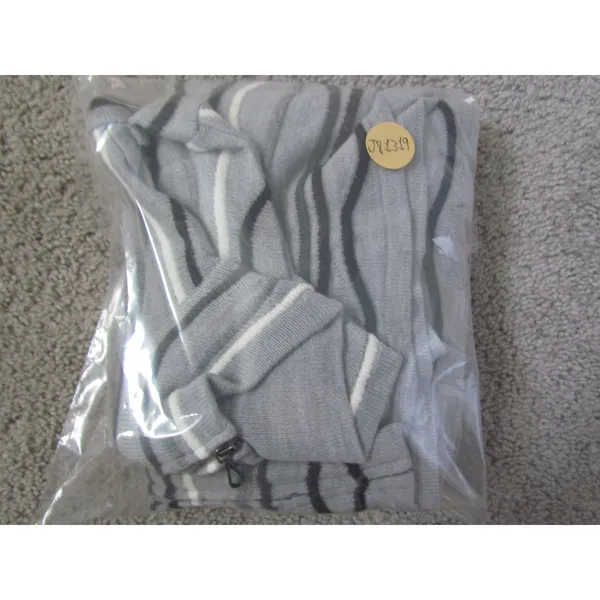 Coldwater Creek Cardigan Sweater S‎ Grey Wavy Stripe Full Zip Mock Neck - Image 7