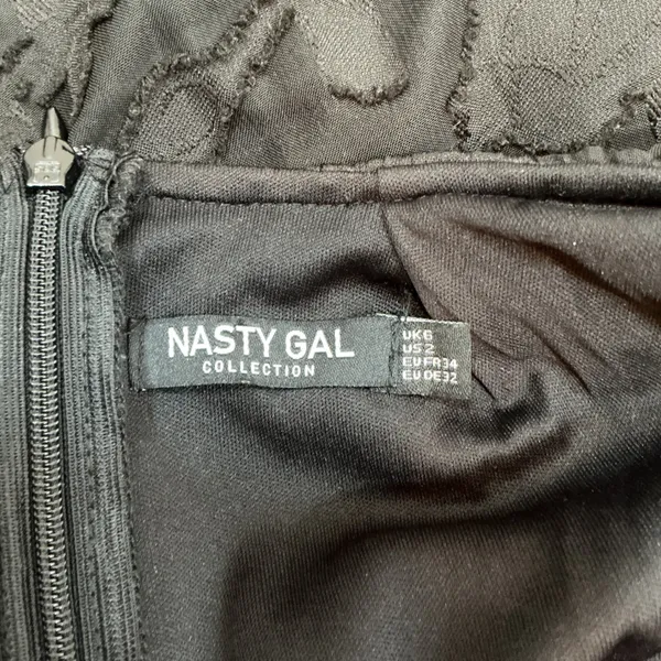 Nasty Gal Collection Black‎ Floral Mini Dress Long Sleeve Open Back UK 6 US 2 - Image 3