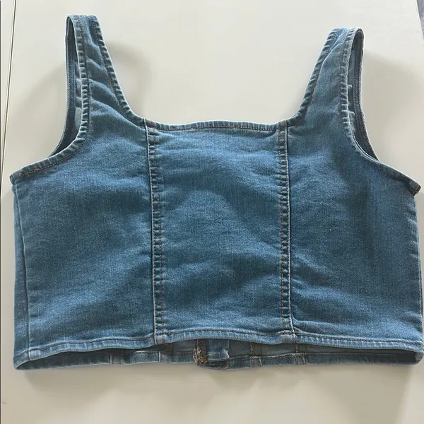 Denim Crop Corset Tank Blue Size M - Image 3