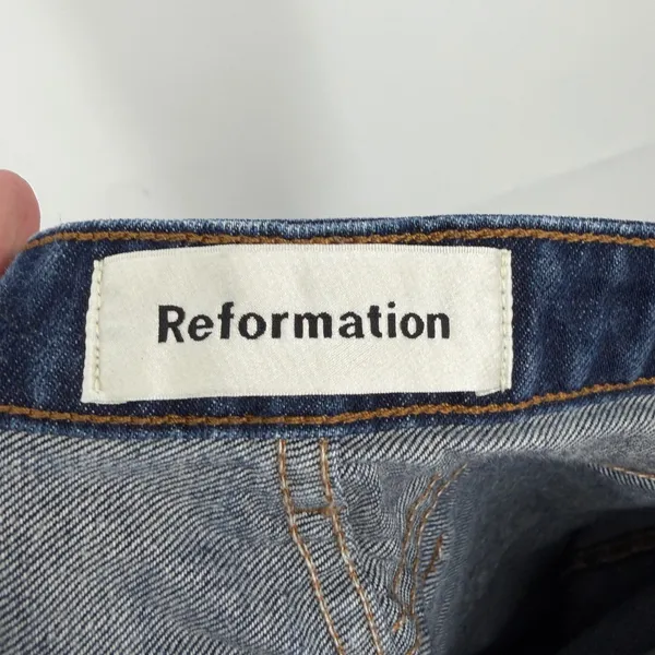 Reformation Winona Mid Slim Jean Volta Dark‎ Wash Blue Denim Size 25 - Image 3