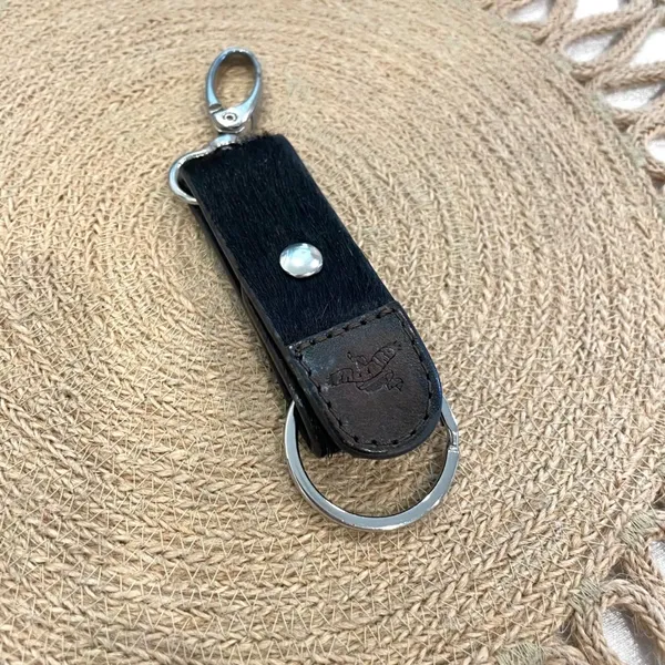 FreeBird by Steven Keychain Leather Calfhair Key Holder Black - Image 2