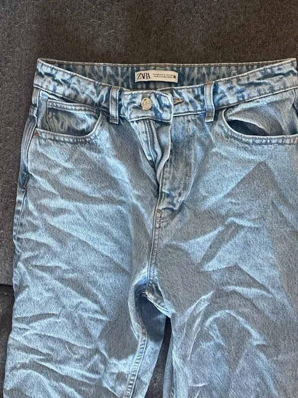 Zara Pale Blue High-Rise Straight Leg Jeans - Image 2