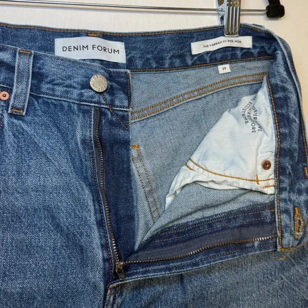 Denim Forum The Farrah Hi-Rise‎ Wide Leg Jeans Blue Size 29 Denim Pants - Image 3
