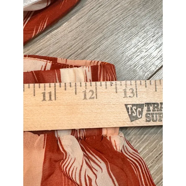 NWT O.P.T Kimia Orange Ikat Maxi Dress Belted Plunge‎ Neck Medium M - Image 6