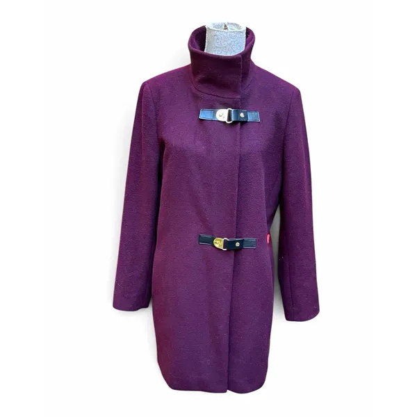 Lauren Ralph Lauren Wool Peacoat Trench Coat Purple Burgundy Size 12 Old Money - Image 3
