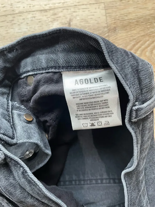AGOLDE High Rise Skinny Jeans Size 25 Washed Black Button Fly Vintage Fade - Image 4