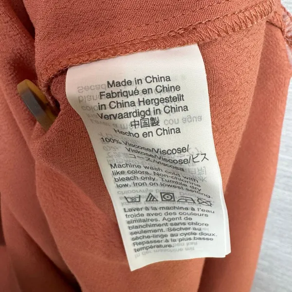 Madewell Short‎ Sleeve V Neck Midi Slip Dress Orange Women's Size large - Image 5