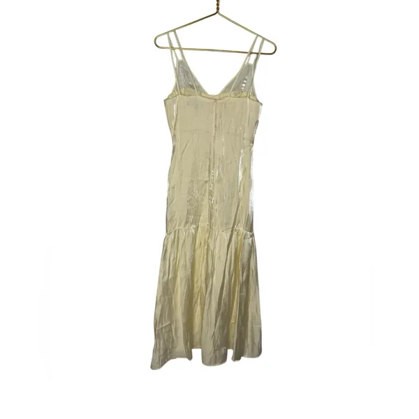💛 FORE Cream Satin‎ Bustier Midi Dress S – Sleek Shimmer Slip Style ✨ - Image 4