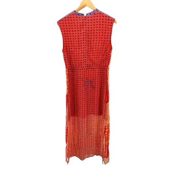 Tanvi Kedia Anthropologie Patchwork Beaded Maxi Dress Orange Red Size M AS IS - Image 7