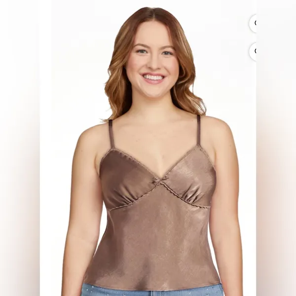 NWT Satin Lace Cami 🦋 Bronze, Toupee, Coquette Y2K Top Medium - Image 2