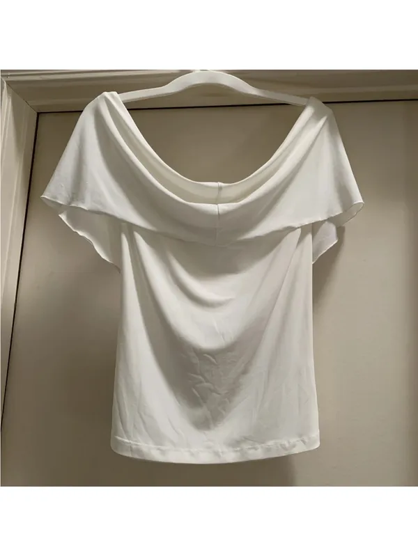 Anthropologie off shoulder off white gathered top blouse XL New NWT Party - Image 8