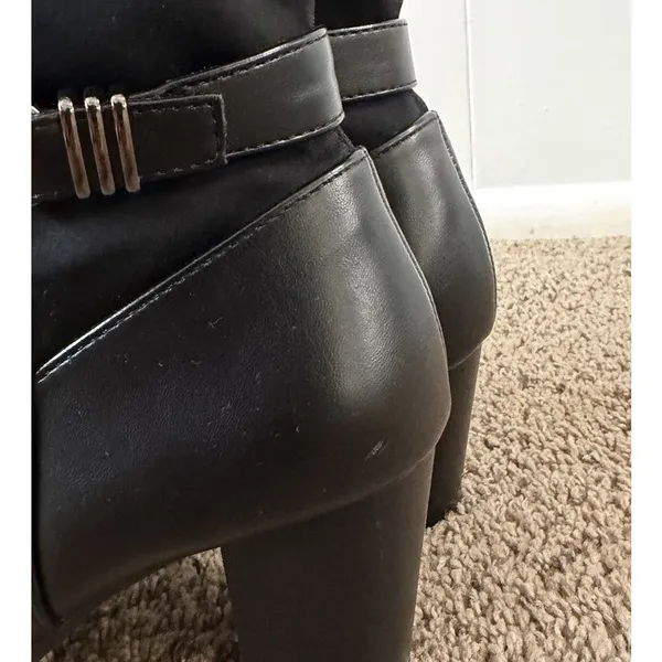 NWT Anne Klein Rissa Knee High Boots 7 Black Block Heel Riding Women - Image 6